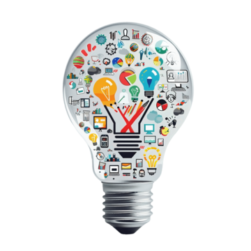 db4fd3d27aabcd5f9f4fad5e07c29334 a light bulb with icons inside